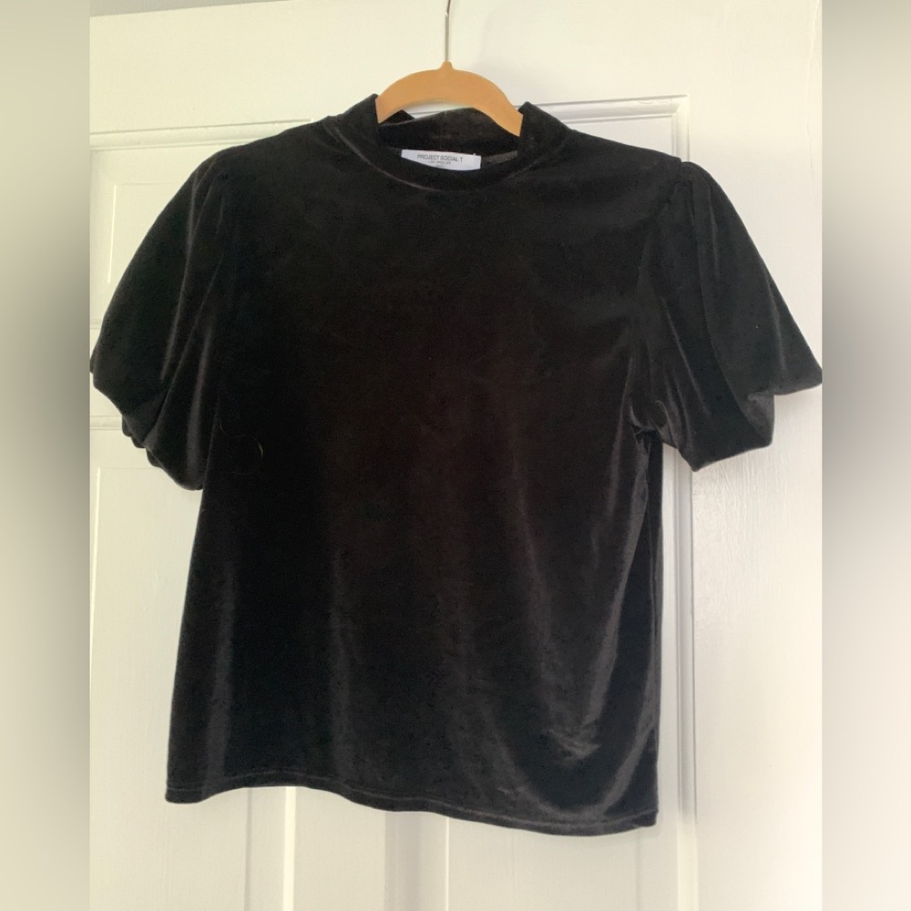 Project Social T Black Channing Velvet Bubble T Size S